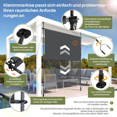 Jopassy Klemmmarkise Senkrechtmarkise ohne Bohren für Balkon