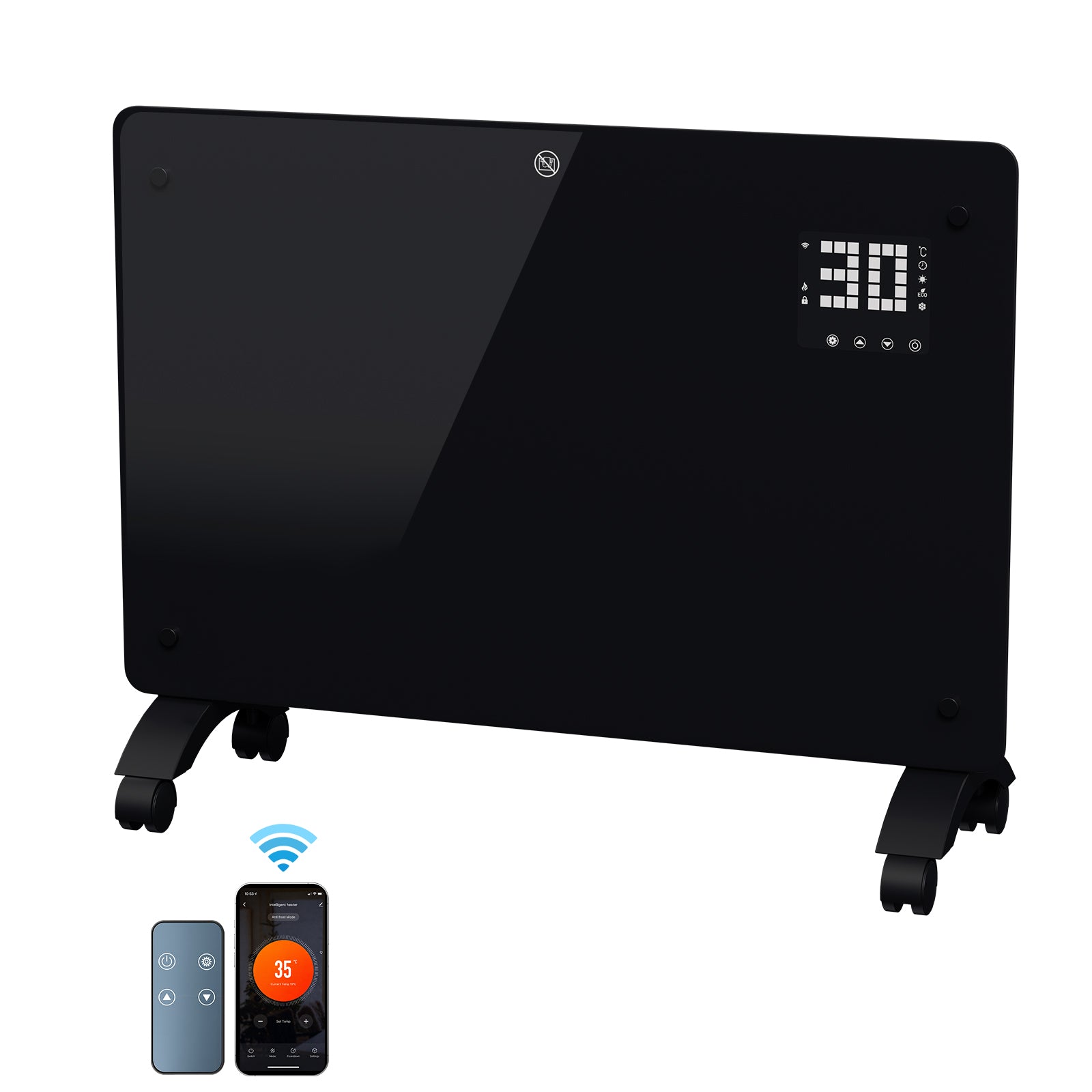 Jopassy WLAN Konvektor Heizung 2000/2500W mit Thermostat und Glasfront