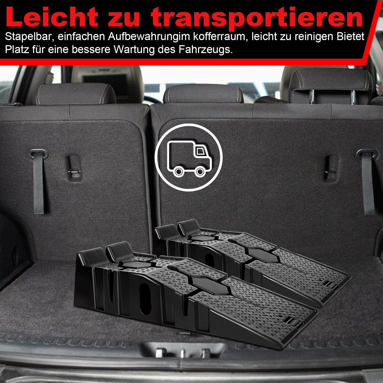 Jopassy Auffahrrampe Kunststoff Auto Rampe bis 2.5Tonnen 2er Set