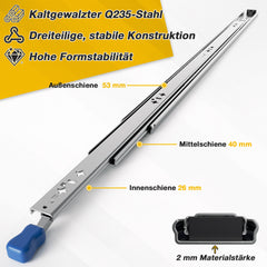 Jopassy Schwerlast Schubladenauszüge mit Verriegelung 78–120 kg für Werkstatt Fahrzeugausbau und Wohnmobil