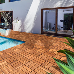 Jopassy Holzfliesen 30x30 cm, Terrassenfliesen für Balkon, 1–5 m²