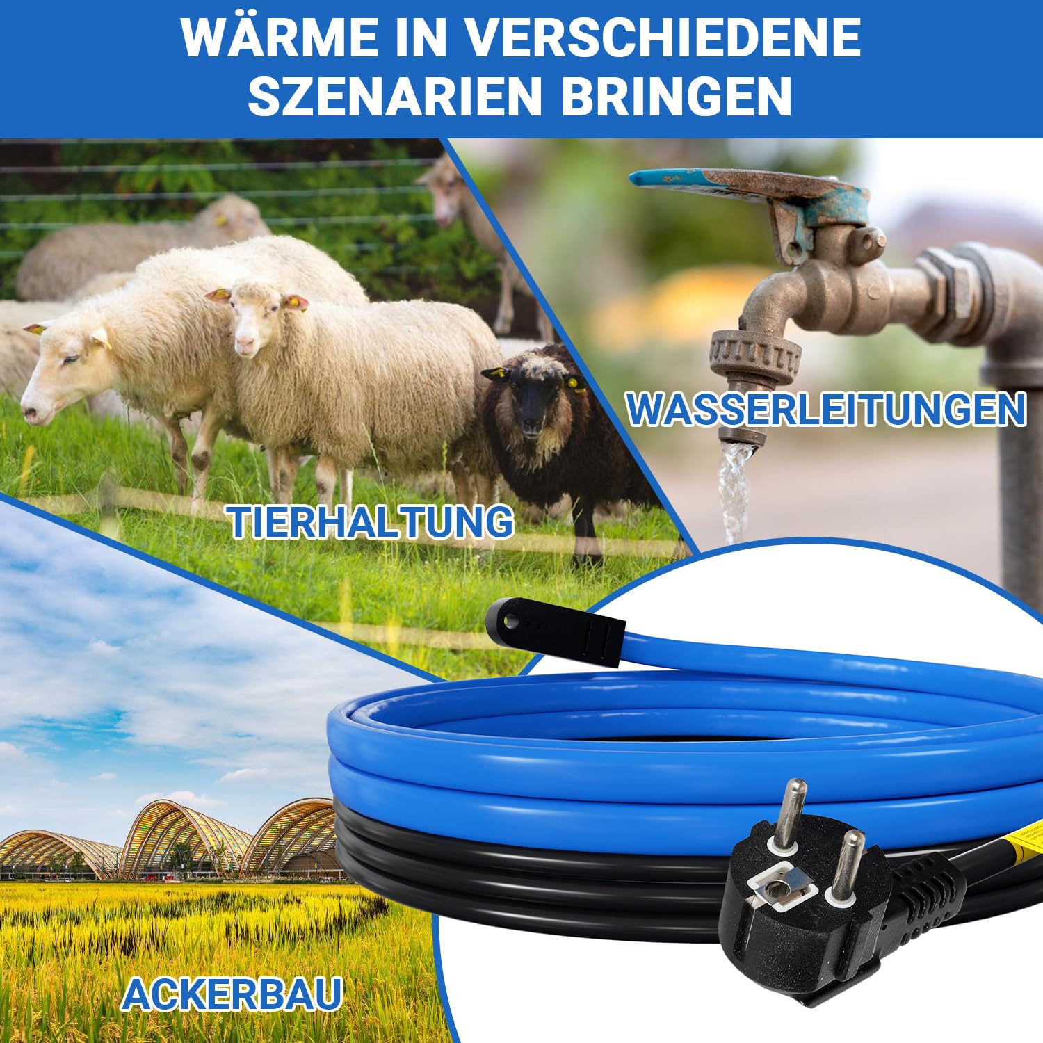 Jopassy Heizkabel mit Thermostat 2–18 m 17 W/m IP68 Frostschutz für Wasserleitung