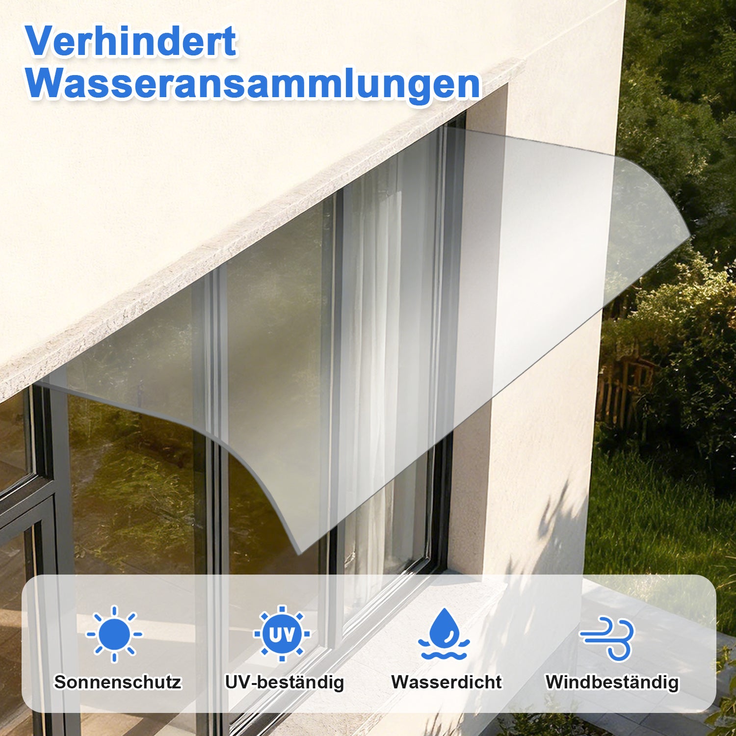 Jopassy Transparentes Vordach 40 x 80 cm für Außenbereich