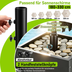 Jopassy Sonnenschirmständer mit Rollen 77 kg befüllbar für 38 48 mm Schirmstangen