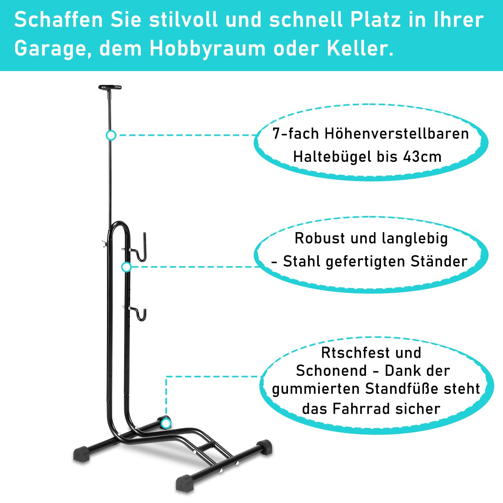 Jopassy Fahrradständer 20–29 Zoll 3 in 1 Bodenständer höhenverstellbar