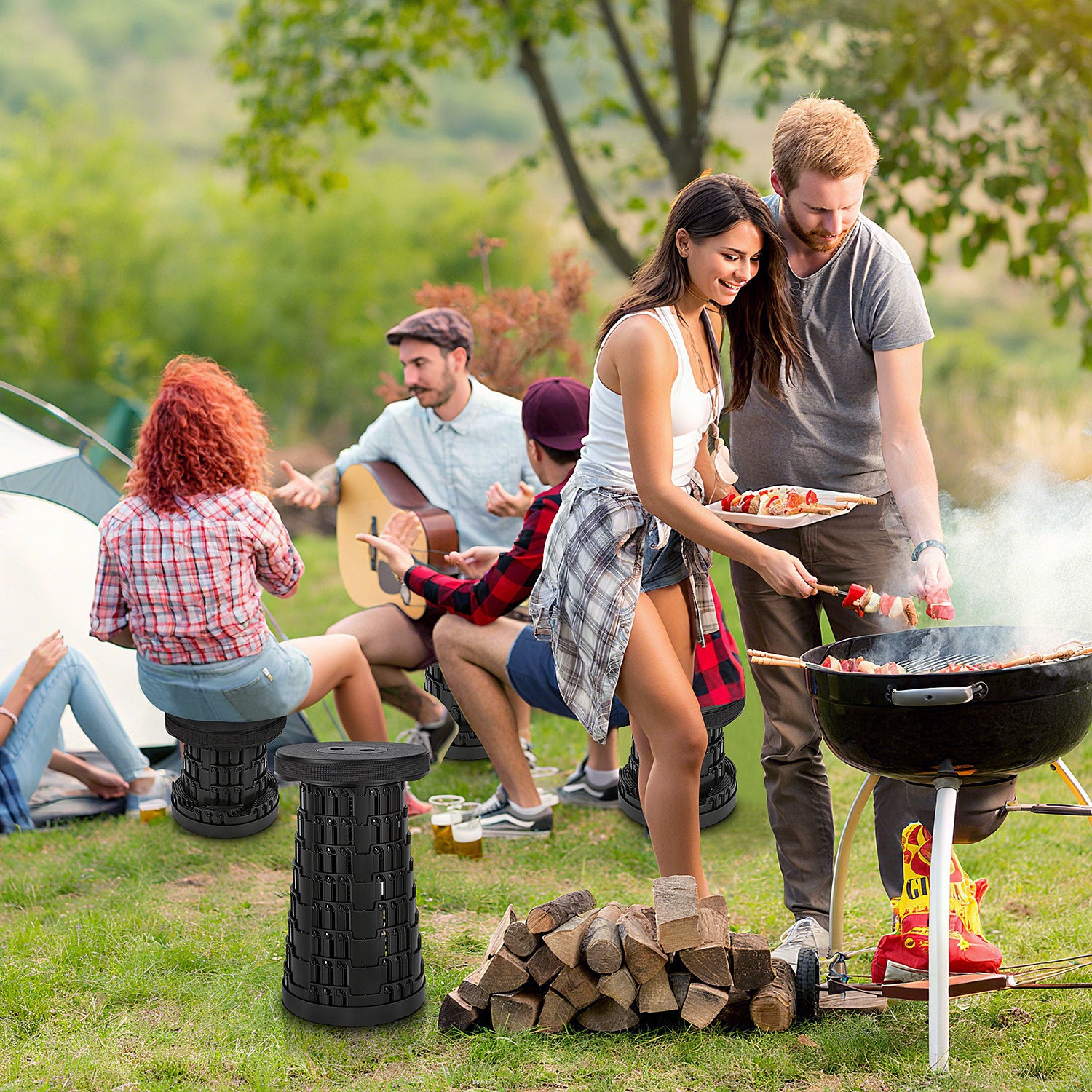 Jopassy Ausziehbarer Reisehocker für Garten und Camping
