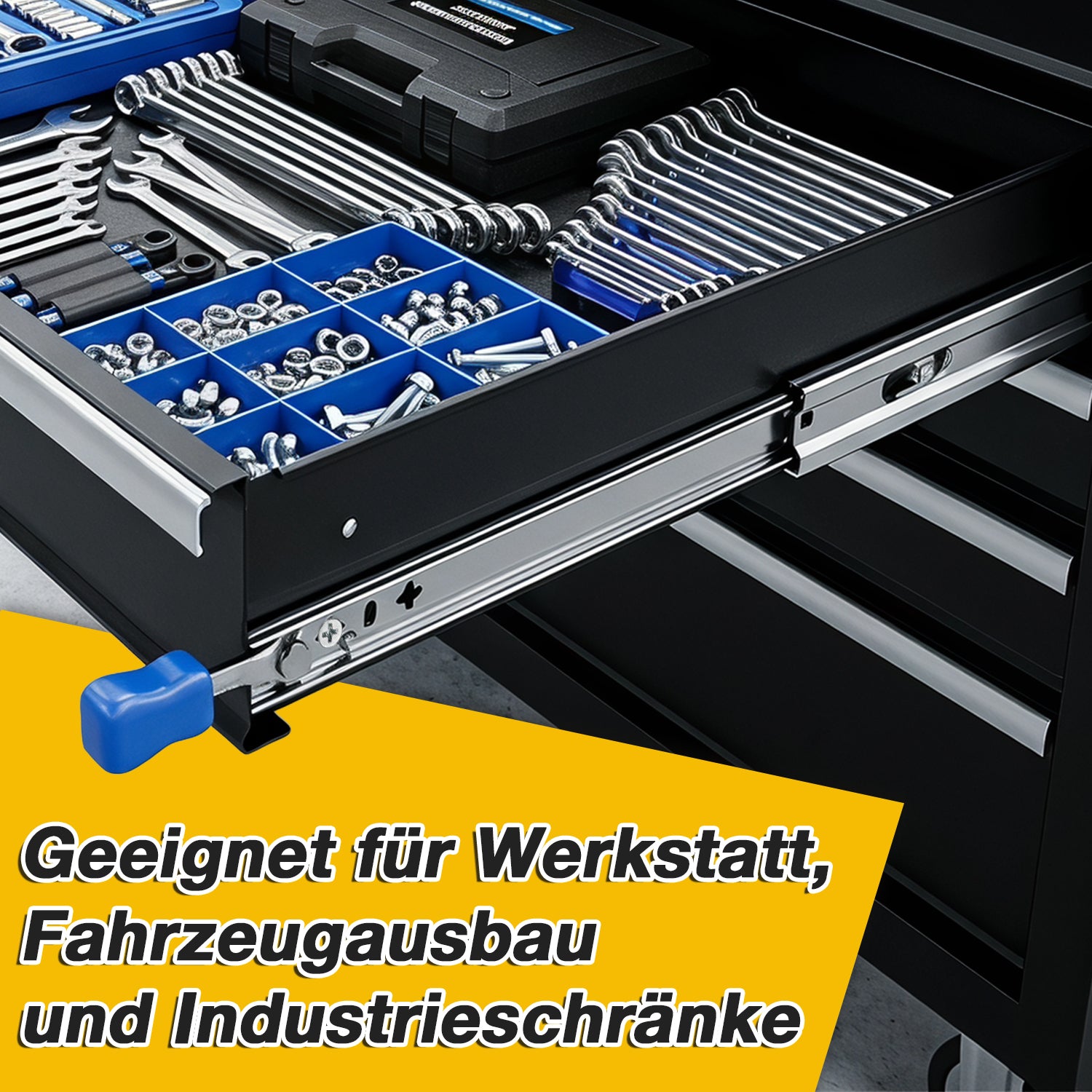 Jopassy Schwerlast Schubladenauszüge mit Verriegelung 78–120 kg für Werkstatt Fahrzeugausbau und Wohnmobil