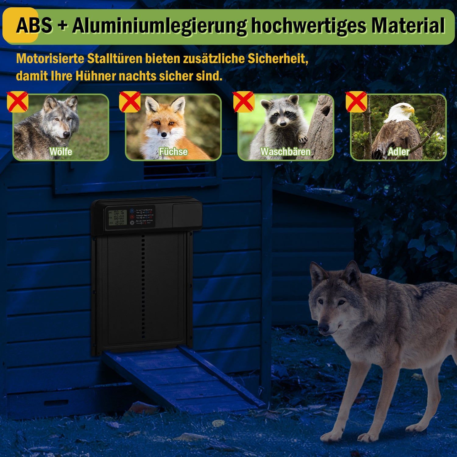Jopassy Automatische Hühnerklappe mit Timer LCD Display