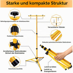 Jopassy LED Arbeitsleuchte mit Stativ 2×50/100/200W IP66 6500K für Baustelle und Werkstatt