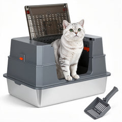 Jopassy Edelstahl Katzentoilette XXXL 71 × 51 × 43 cm mit hohem Rand
