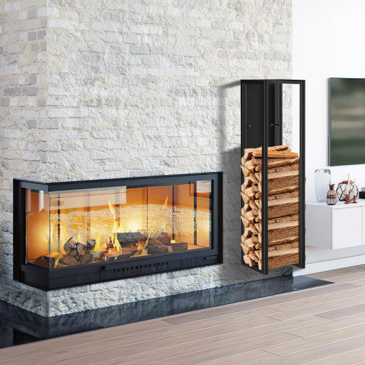 Jopassy Kaminholzregal 100/160 × 25 × 25 cm für Wand und Boden mit Tragetasche