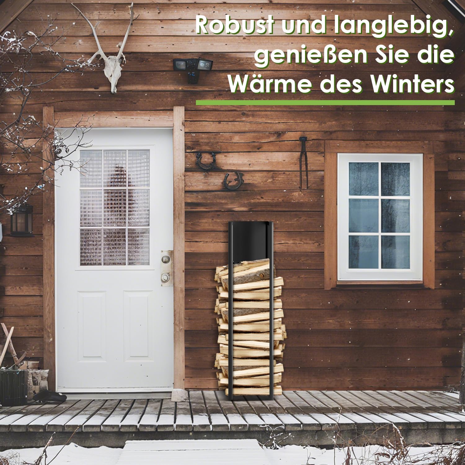 Jopassy Kaminholzregal 100/160 × 25 × 25 cm für Wand und Boden mit Tragetasche