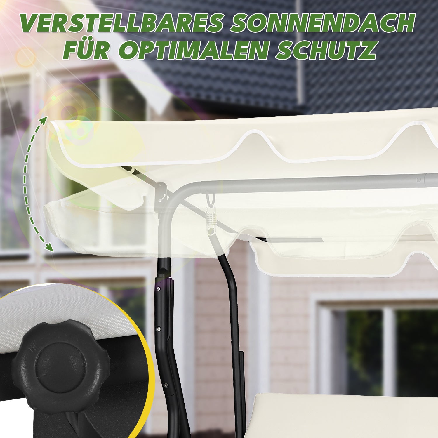 Jopassy 3 Sitzer Gartenschaukel mit Sonnendach bis 250 kg