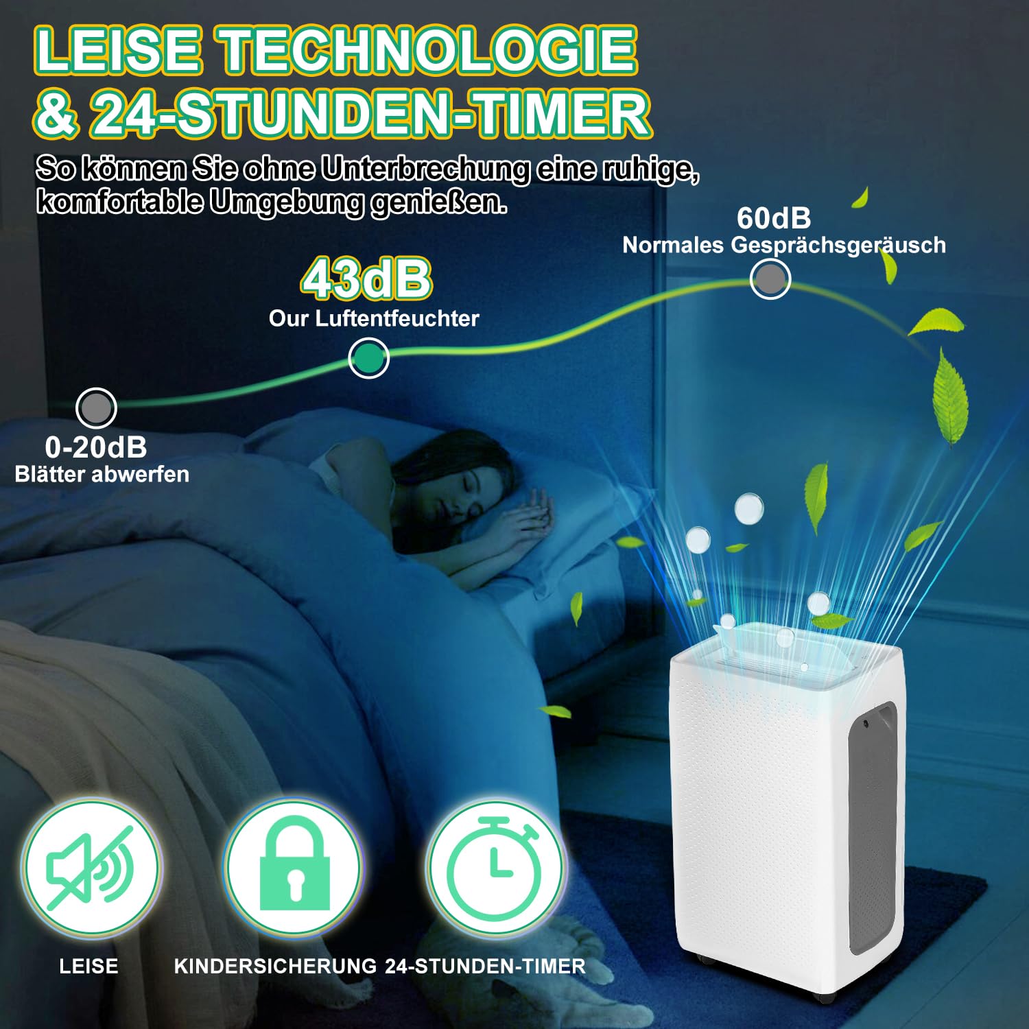 Jopassy Luftentfeuchter 12/20L pro 24h mit Timer LED Display und Wäschetrocknung für Keller und Wohnräume