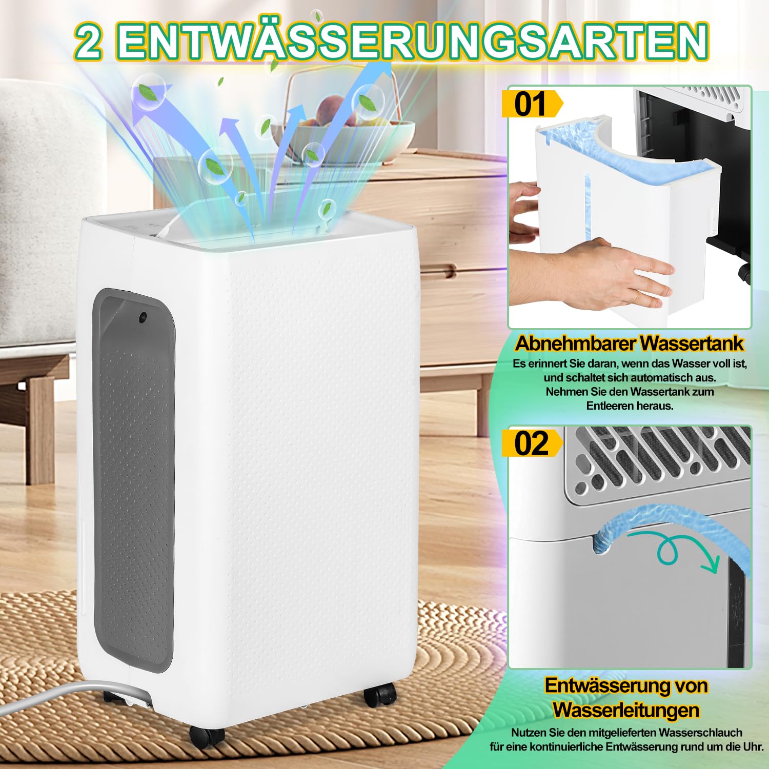 Jopassy Luftentfeuchter 12/20L pro 24h mit Timer LED Display und Wäschetrocknung für Keller und Wohnräume