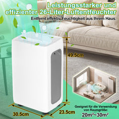 Jopassy Luftentfeuchter 12/20L pro 24h mit Timer LED Display und Wäschetrocknung für Keller und Wohnräume
