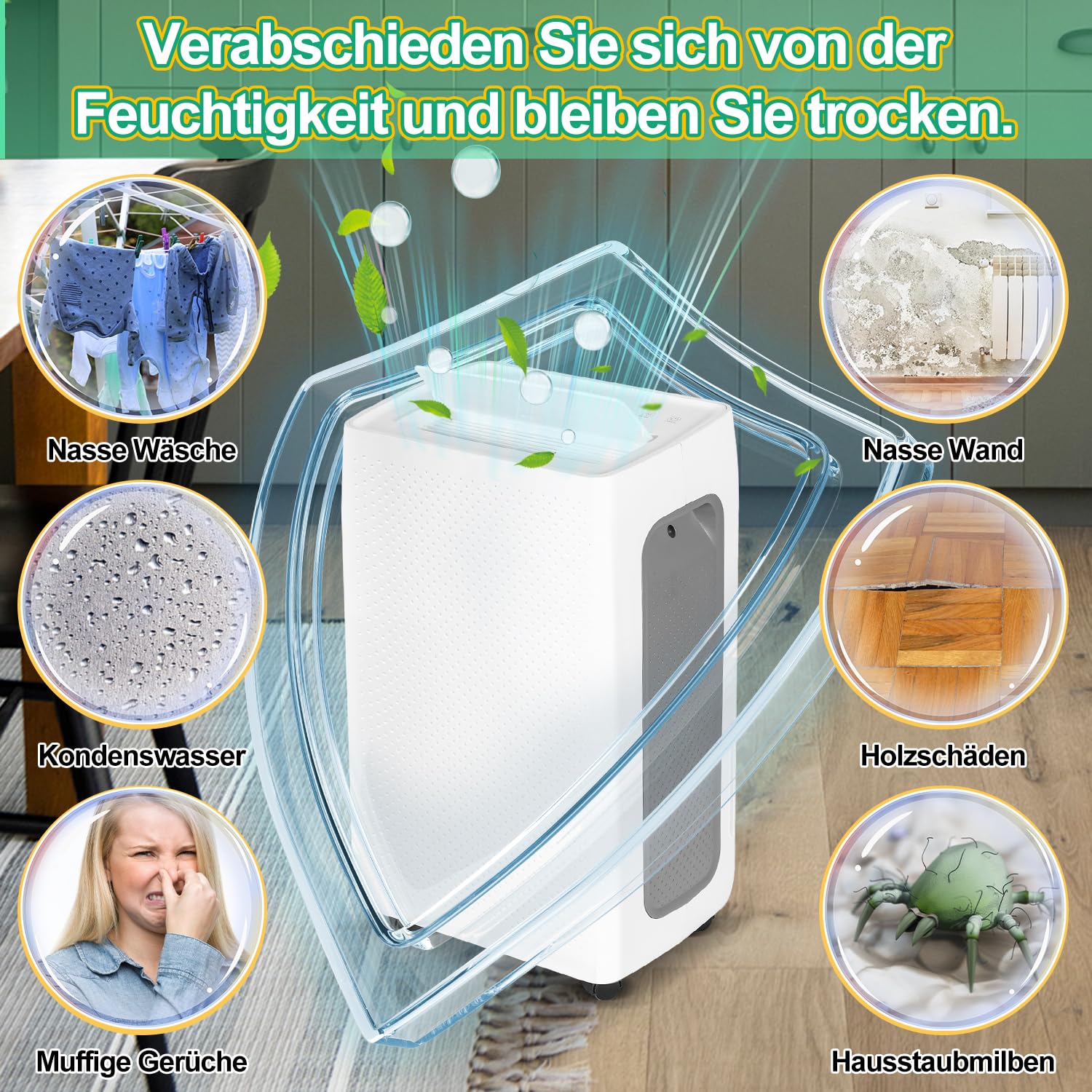Jopassy Luftentfeuchter 12/20L pro 24h mit Timer LED Display und Wäschetrocknung für Keller und Wohnräume