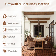 Jopassy PP Klickfliesen 30 x 30 cm für Balkon und Terrasse