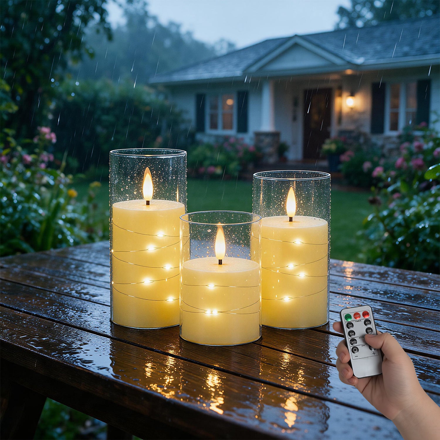 Jopassy LED Kerzen 3er/5er Set mit Lichterkette Fernbedienung und Timer