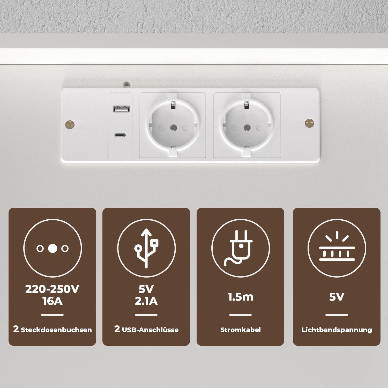 Jopassy Nachttisch mit LED Beleuchtung Ladestation und 2 Schubladen