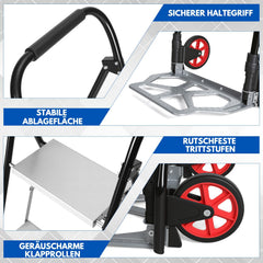 Jopassy 2 in 1 Sackkarre mit Trittleiter 2/3 Stufen Klappbar aus Stahl bis 150 kg