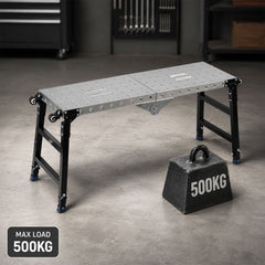 Jopassy Klappbare Arbeitsplattform 120 × 36 cm Höhenverstellbar 60–90 cm mit Rollen bis 500 kg