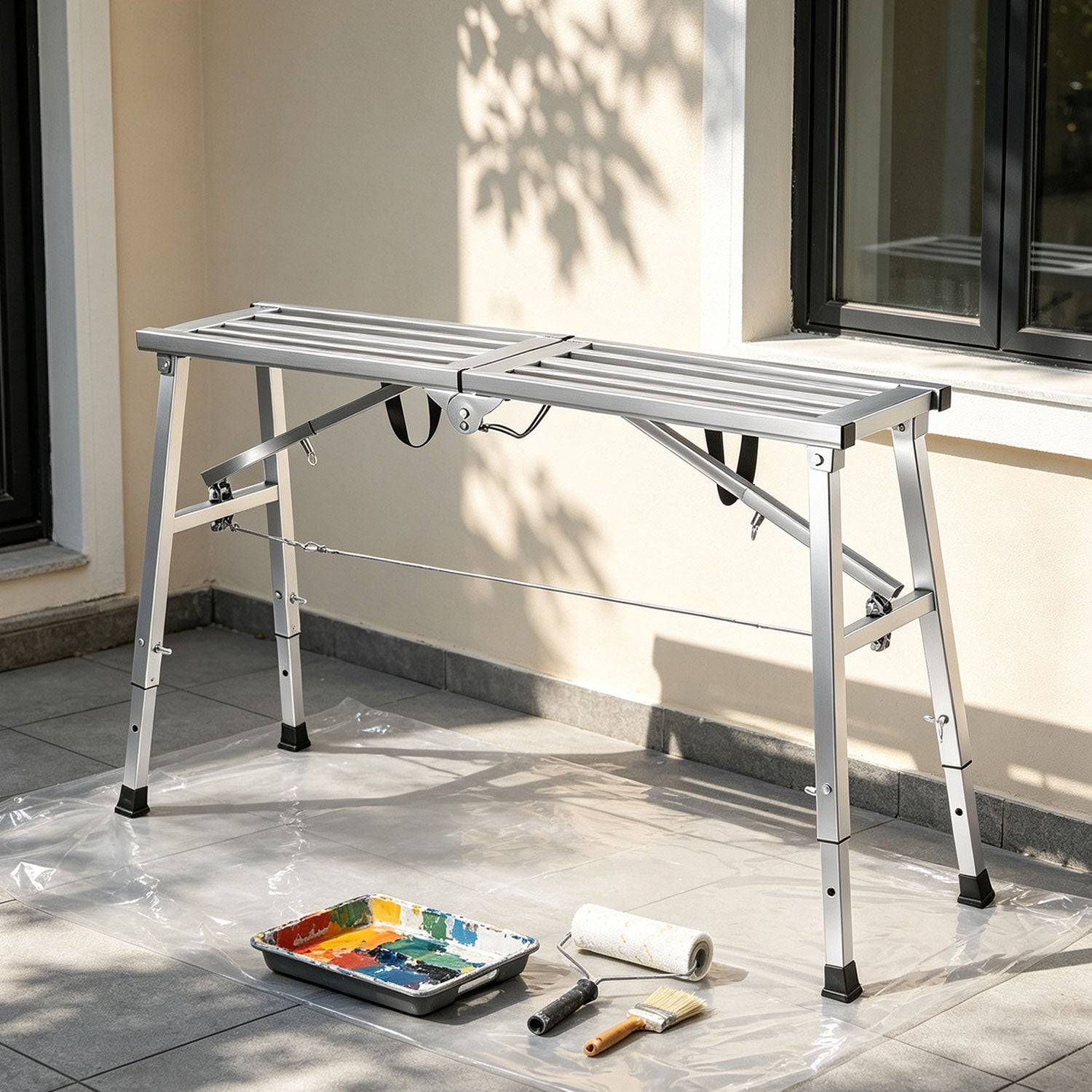Jopassy Arbeitsplattform 120 × 29 cm Klappbar 3-fach Höhenverstellbar 56–80 cm bis 150 kg