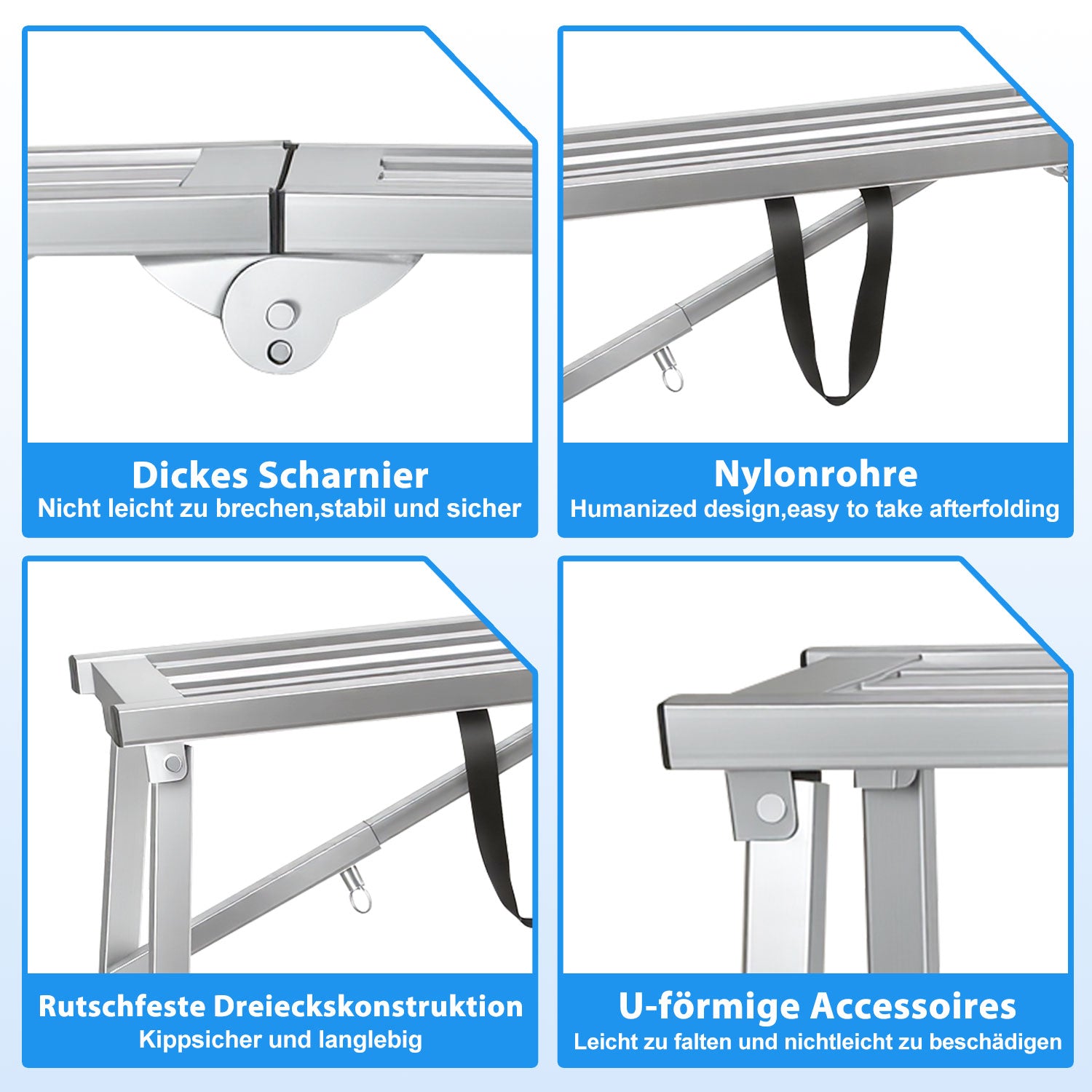 Jopassy Arbeitsplattform 120 × 29 cm Klappbar 3-fach Höhenverstellbar 56–80 cm bis 150 kg