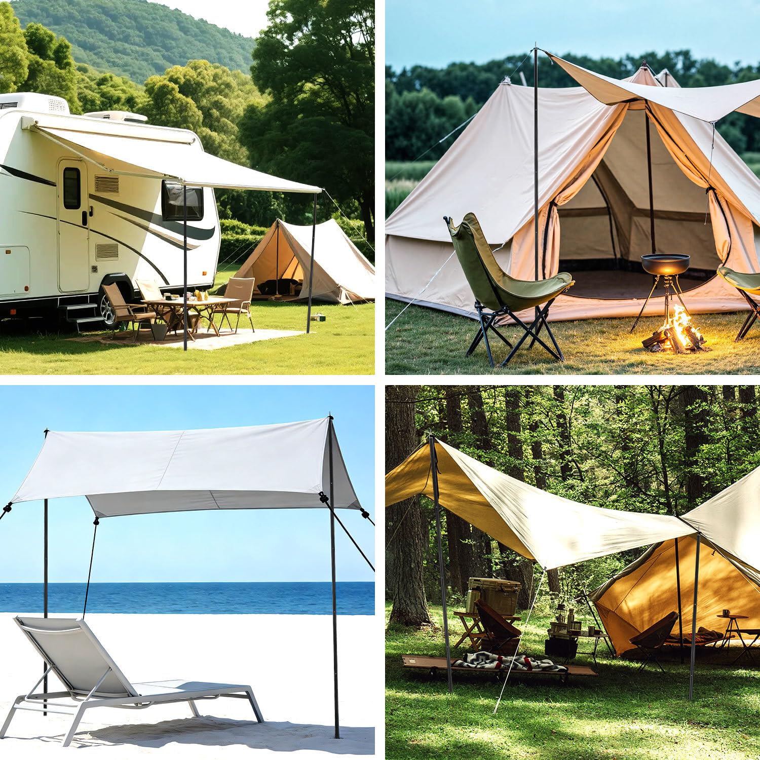 Jopassy Alu Zeltstangen verstellbar 85 bis 205 cm für Tarp Camping