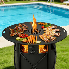 Jopassy Feuerplatte 80 cm aus 5 mm Carbonstahl mit herausnehmbarem Grilleinsatz
