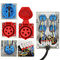 Jopassy Baustromverteiler 16A 400V mit 2× CEE und 4× Schuko 2,5 m Kabel IP44