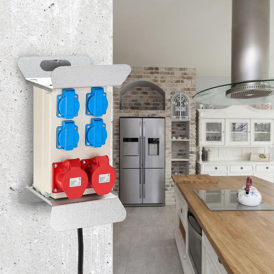 Jopassy Baustromverteiler 16A 400V mit 2× CEE und 4× Schuko 2,5 m Kabel IP44