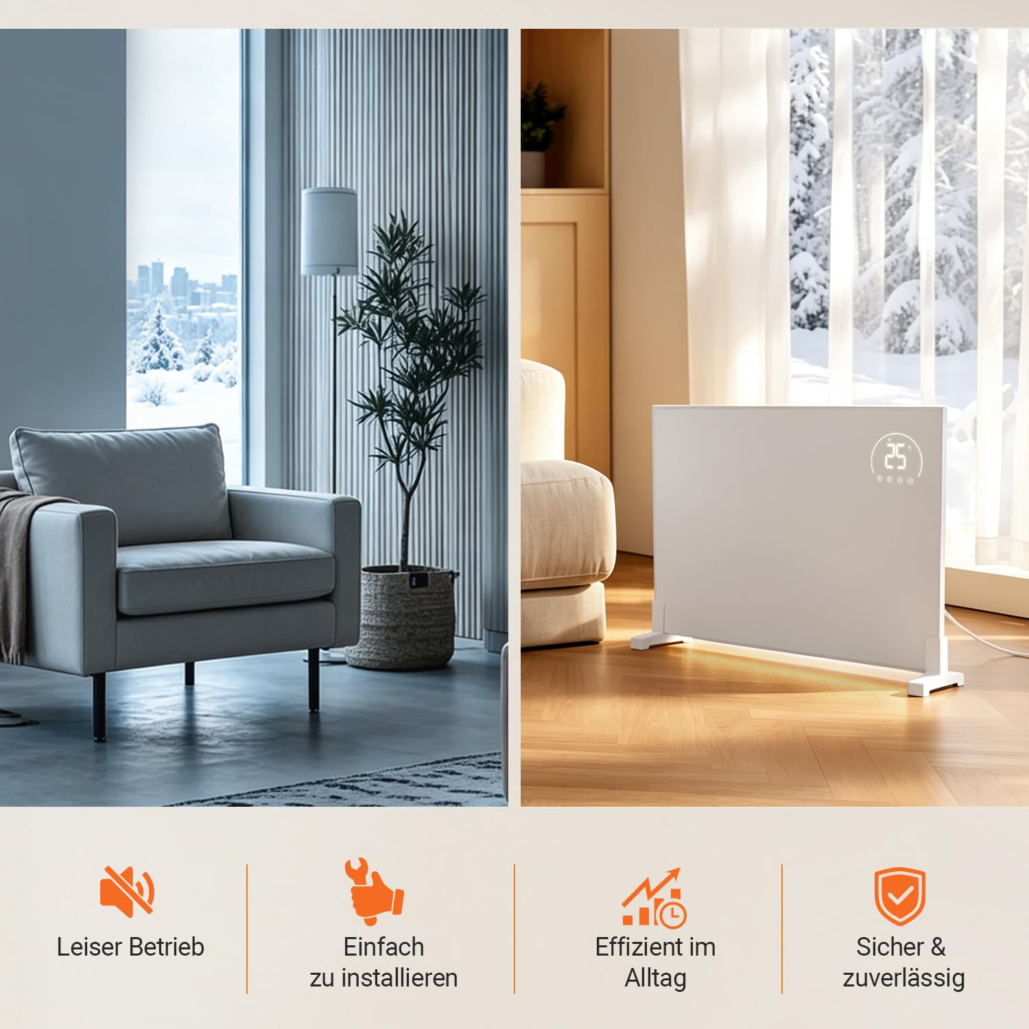 Jopassy Infrarotheizung 300/500/960W mit Thermostat Tuya App und Fernbedienung