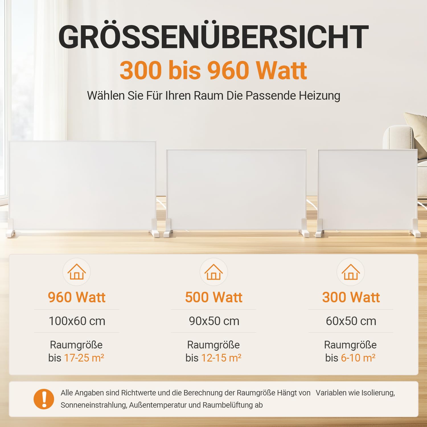 Jopassy Infrarotheizung 300/500/960W mit Thermostat Tuya App und Fernbedienung