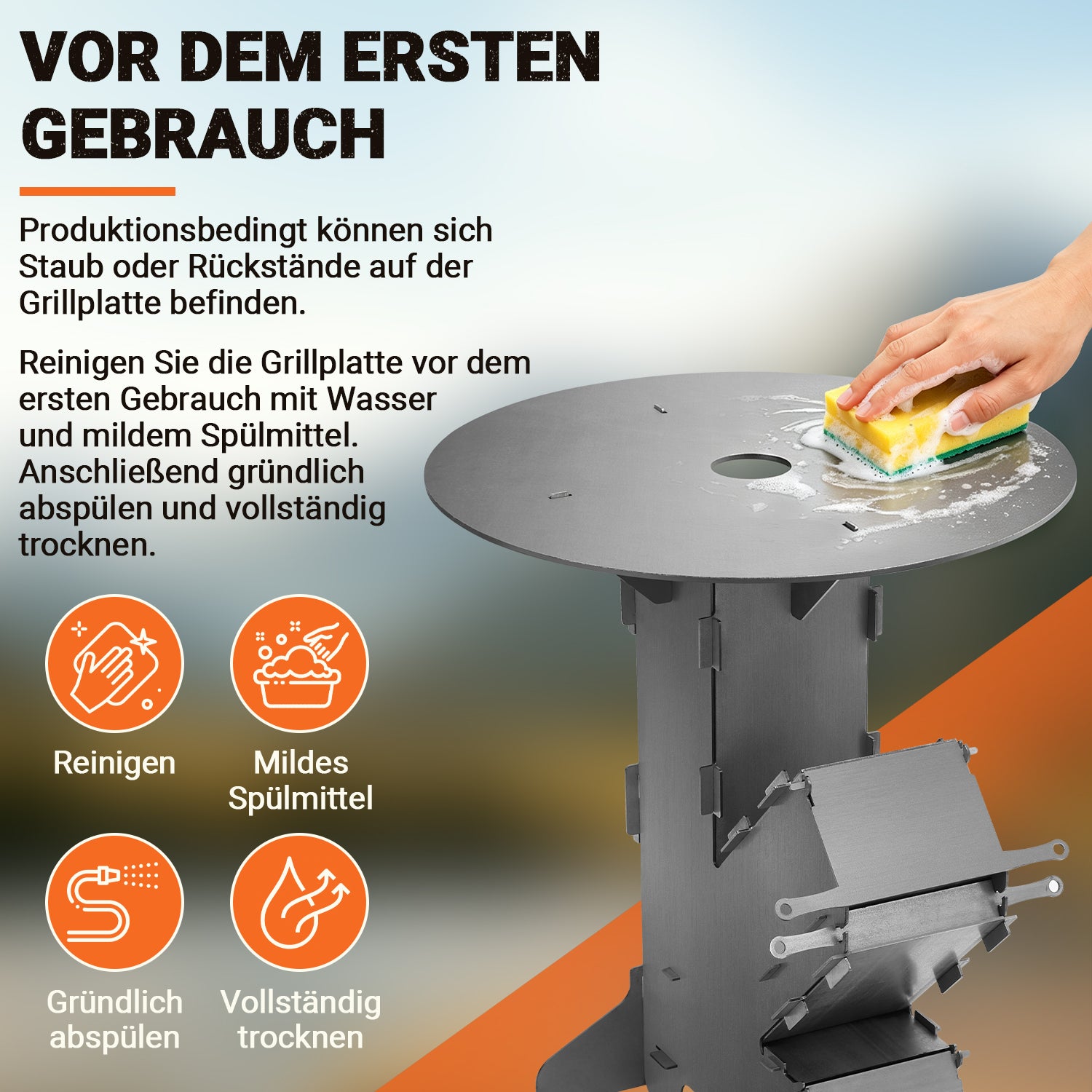 Jopassy Raketenofen 34x57 cm mit Grillplatte Outdoor BBQ