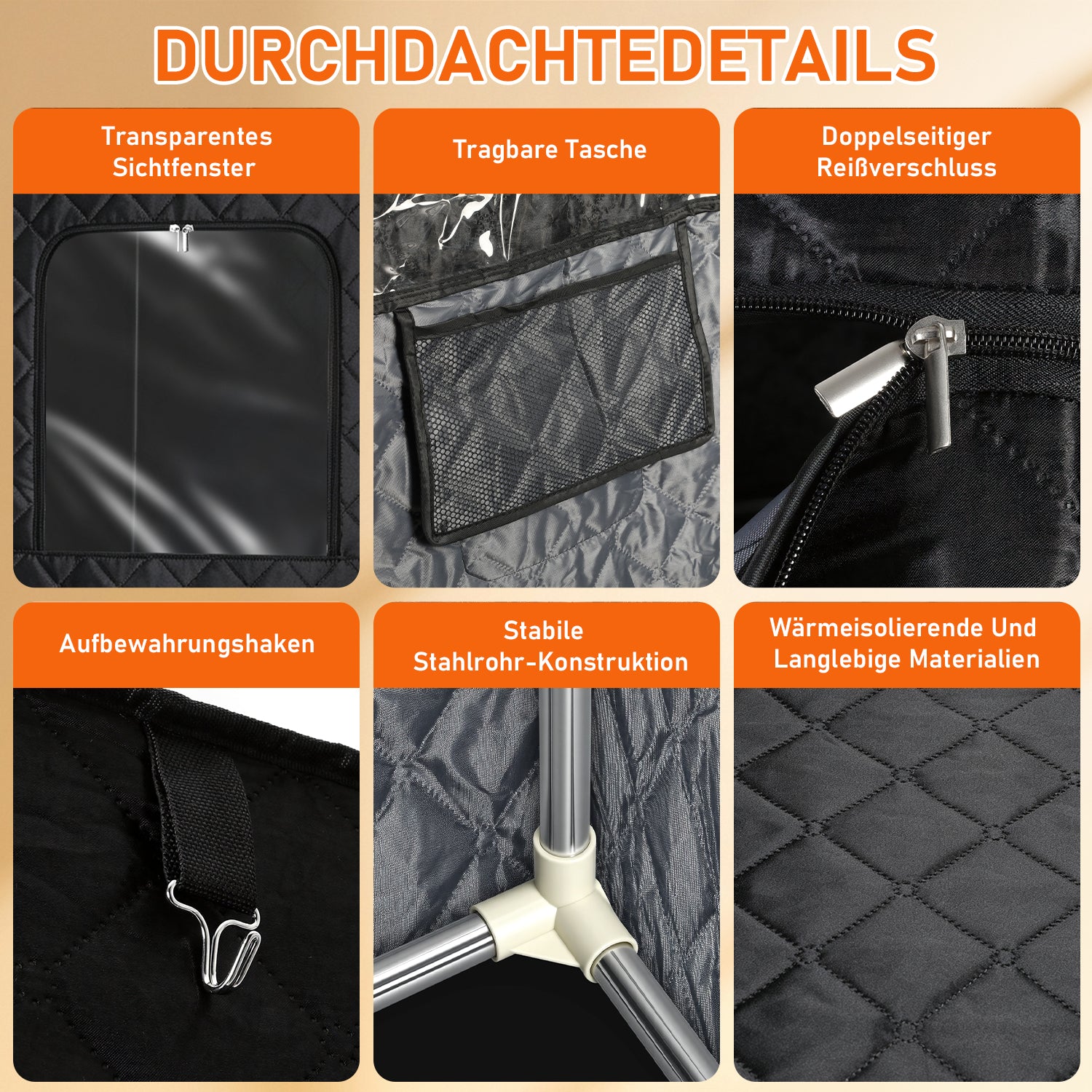 Jopassy Tragbare Dampfsauna 90 × 90 × 180 cm mit 9 Heizstufen und Fernbedienung
