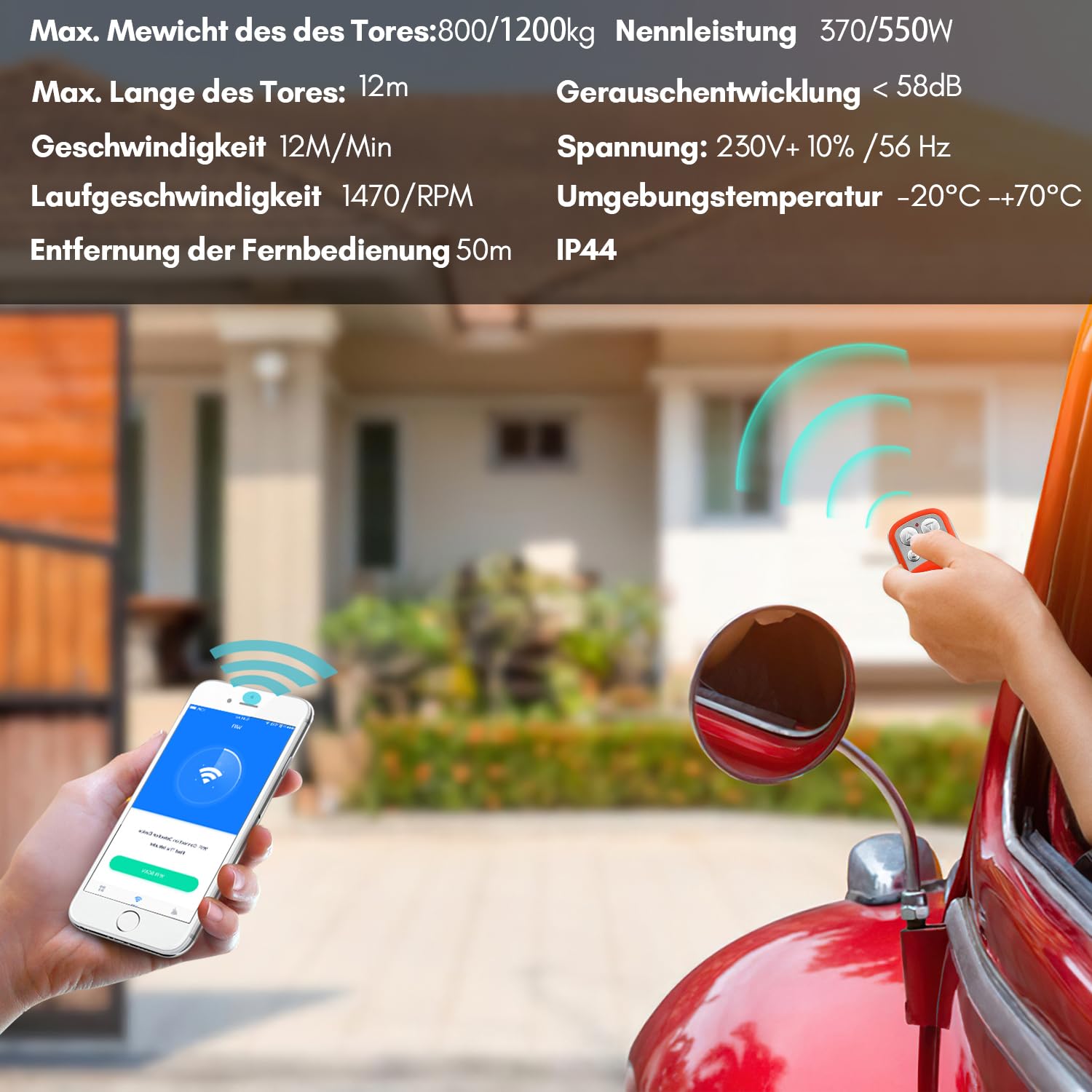 Jopassy Schiebetorantrieb 800 kg 370W mit Smart Steuerung