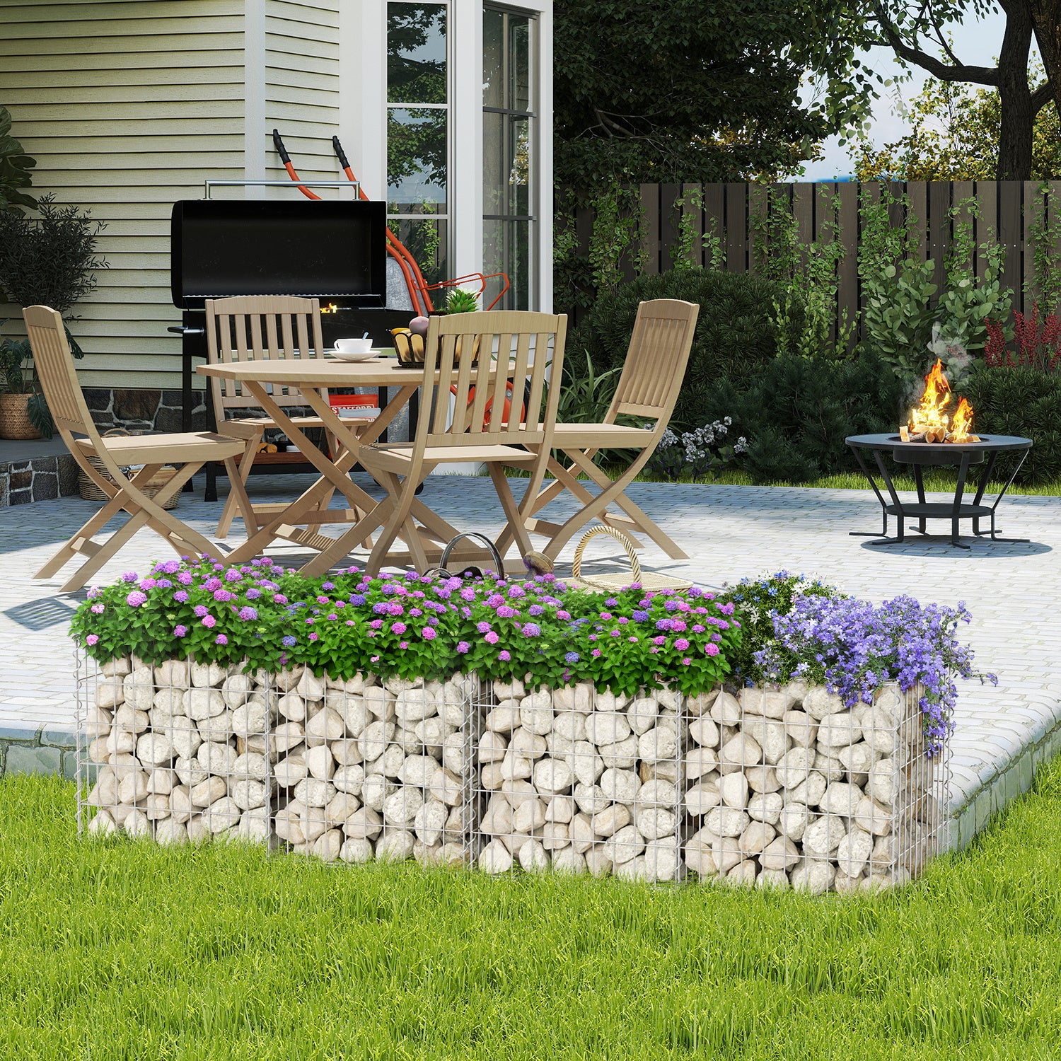Jopassy Gabionenkorb 100x30x30 cm 2 Stück verzinkt für Gartenzaun