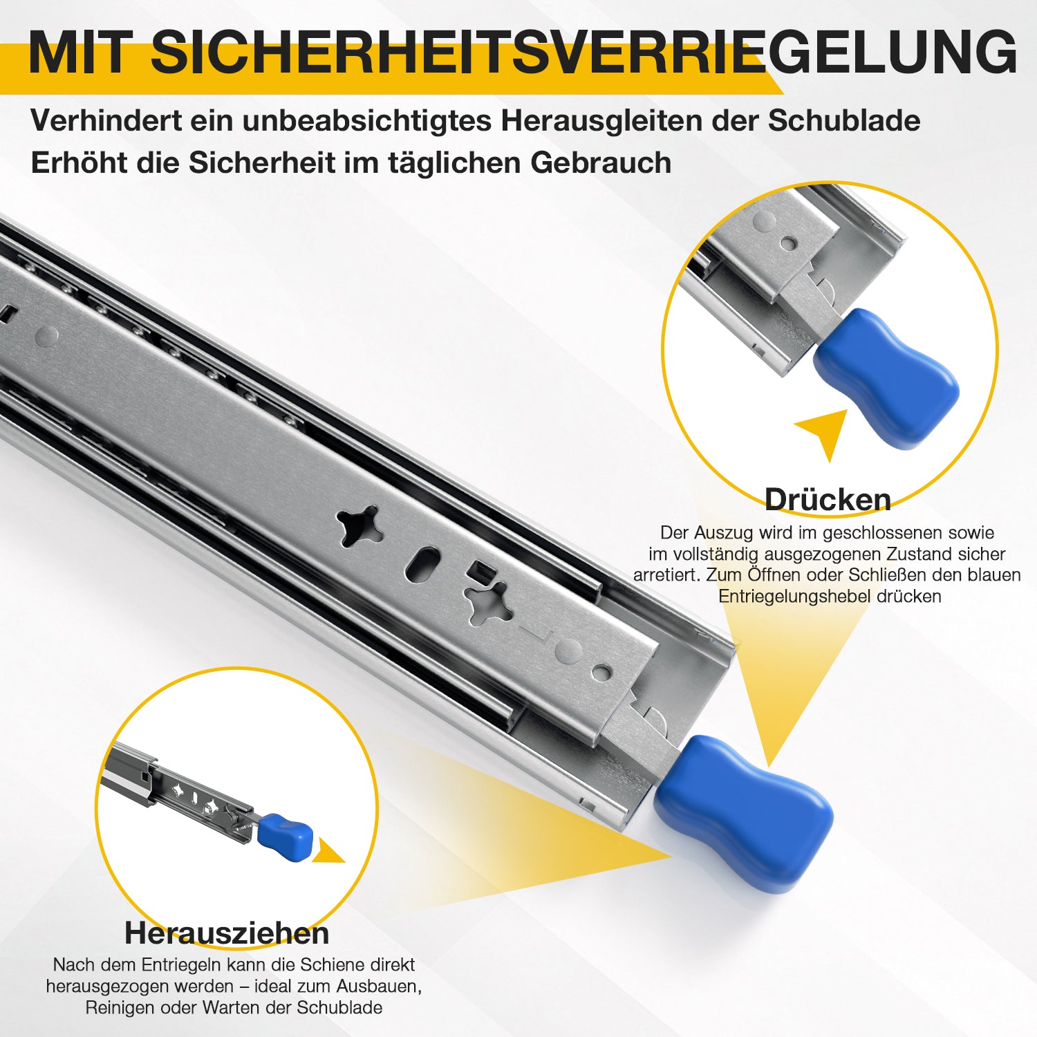 Jopassy Schwerlast Schubladenauszüge mit Verriegelung 78–120 kg für Werkstatt Fahrzeugausbau und Wohnmobil