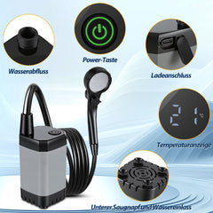 Jopassy Tragbare Campingdusche 20L mit Akku Pumpe