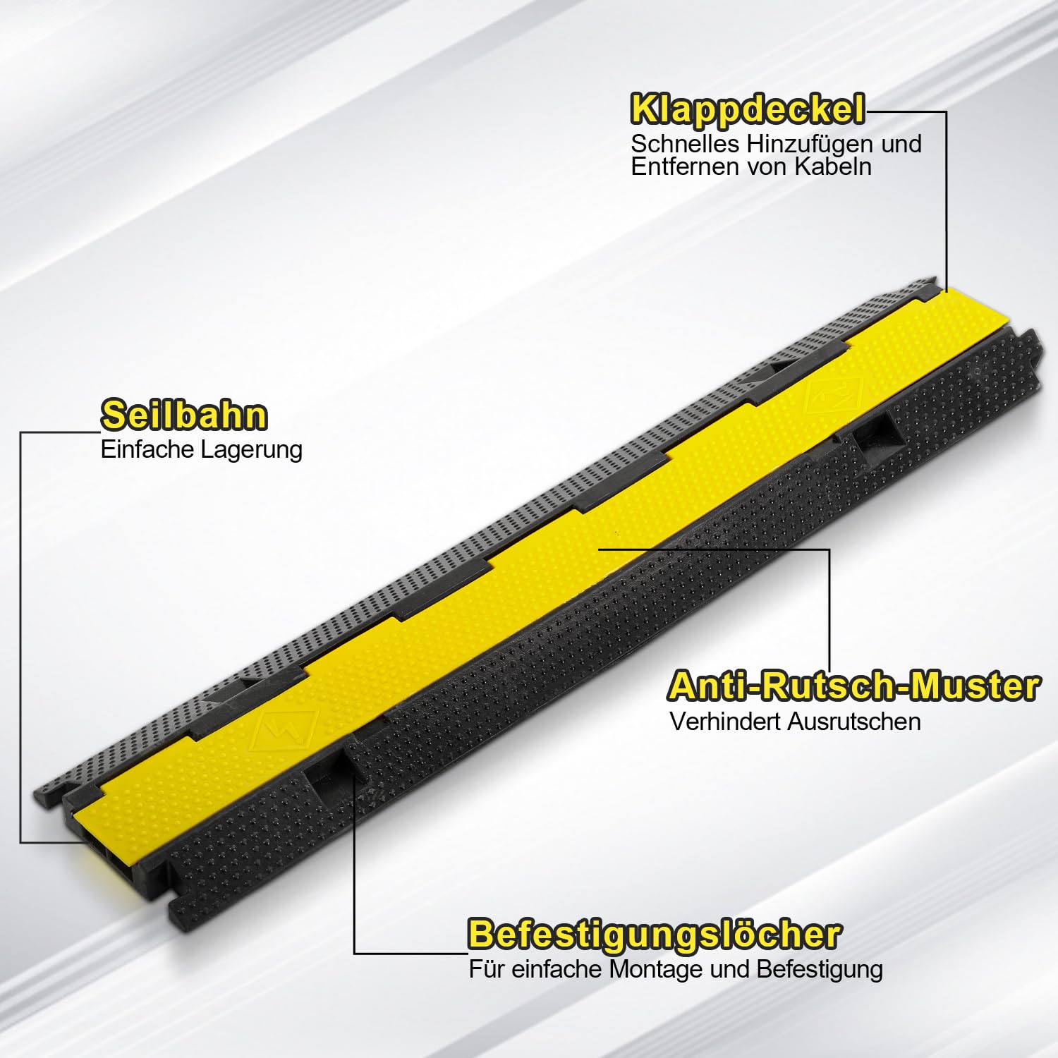 Jopassy Kabelbrücke 101 x 25 x 5 cm Gummi Kabelschutz für Parkplatz Baustelle