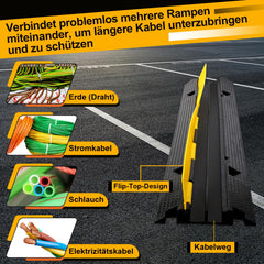 Jopassy Kabelbrücke 101 x 25 x 5 cm Gummi Kabelschutz für Parkplatz Baustelle