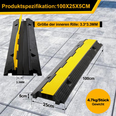 Jopassy Kabelbrücke 101 x 25 x 5 cm Gummi Kabelschutz für Parkplatz Baustelle