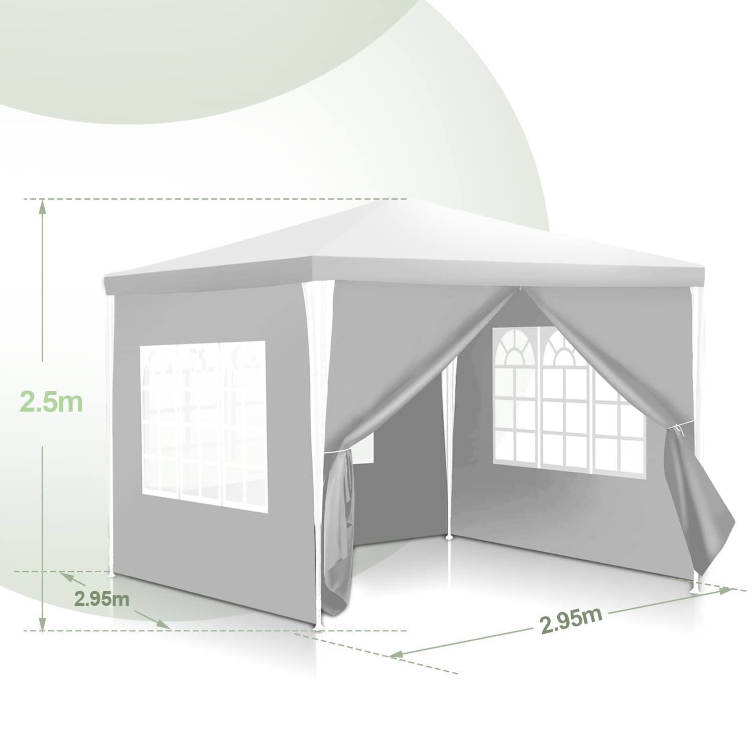 Jopassy Partyzelt wasserdicht 3x3 m 3x6 m Gartenzelt mit Seitenteilen