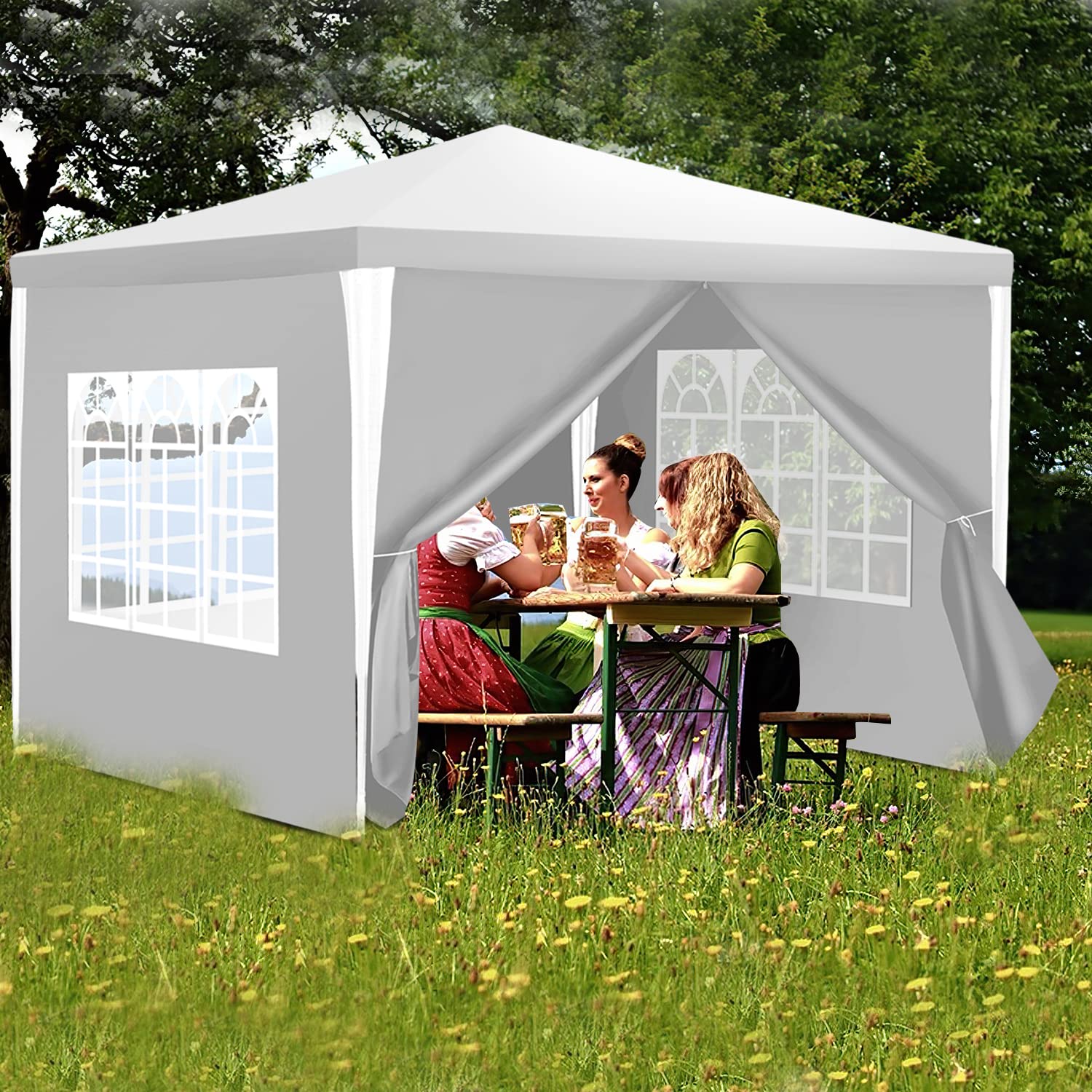 Jopassy Partyzelt wasserdicht 3x3 m 3x6 m Gartenzelt mit Seitenteilen