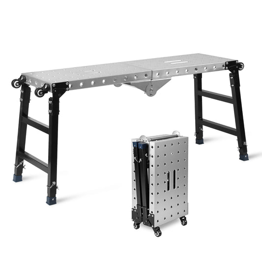 Jopassy Klappbare Arbeitsplattform 120 × 36 cm Höhenverstellbar 60–90 cm mit Rollen bis 500 kg