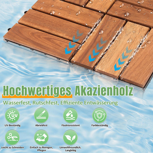 Jopassy Holzfliesen 30x30 cm, Terrassenfliesen für Balkon, 1–5 m²