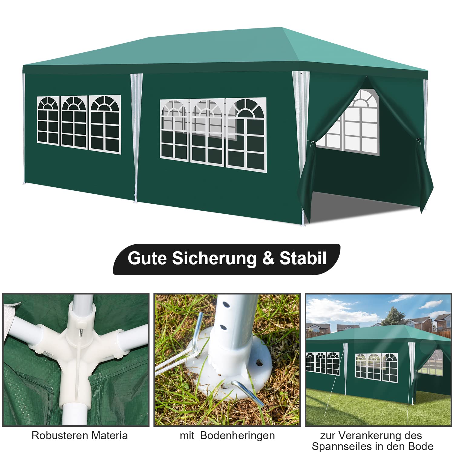 Jopassy Partyzelt wasserdicht 3x3 m 3x6 m Gartenzelt mit Seitenteilen