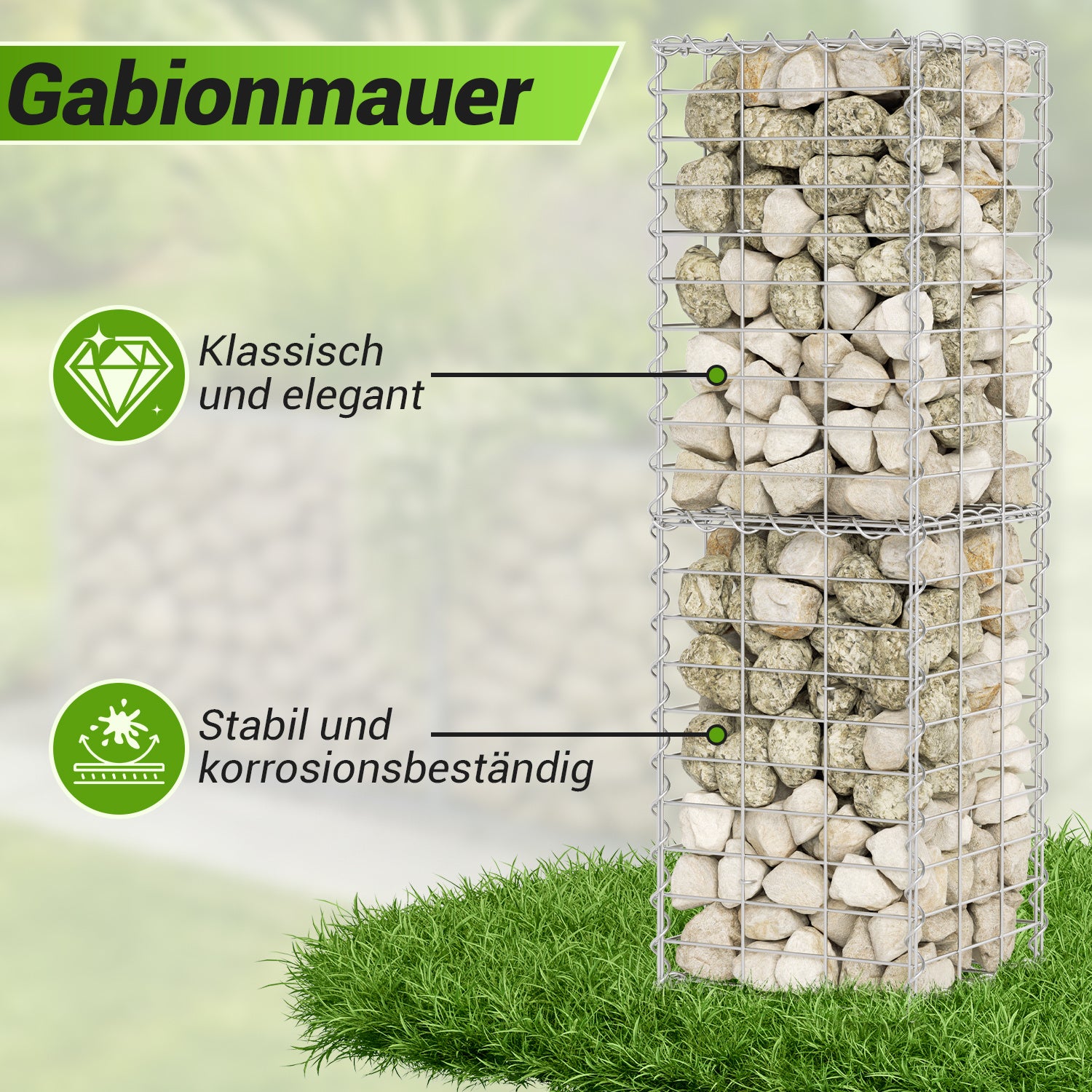 Jopassy Gabionenkorb 100x30x30 cm 2 Stück verzinkt für Gartenzaun