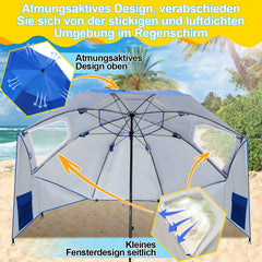 Jopassy Strandmuschel Ø210×220 cm, Sonnenschirm UV50+, 2-in-1 Alu Strandschirm mit Windschutz, faltbar & leicht